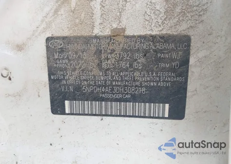 2013 Hyundai Elantra Gls из США, поврежденный, VIN 5NPDH4AE3DH308218